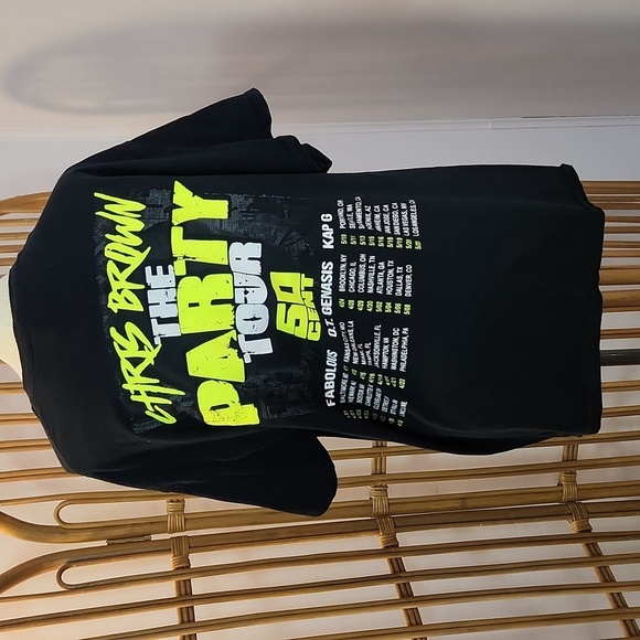 Chris Brown The Party Tour black neon yellow tee shirt 50 cent - Picture 3 of 9